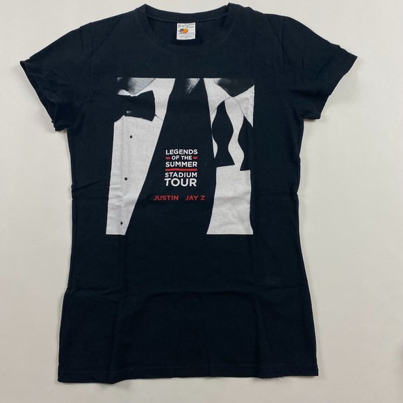 Justin Timberlake Jay Z Legends of Summer '13 Stadium Tour T Shirt Womens Medium - Picture 1 of 7